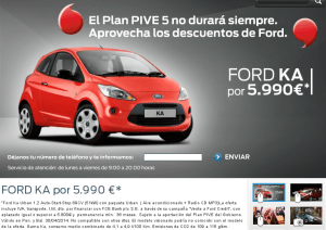 Publicidad del Ka esta tarde, en la página de Ford.